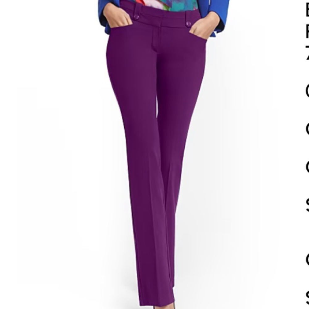 NWT NY & CO 7th Avenue Mid-Rise Bootcut Pant- Purple